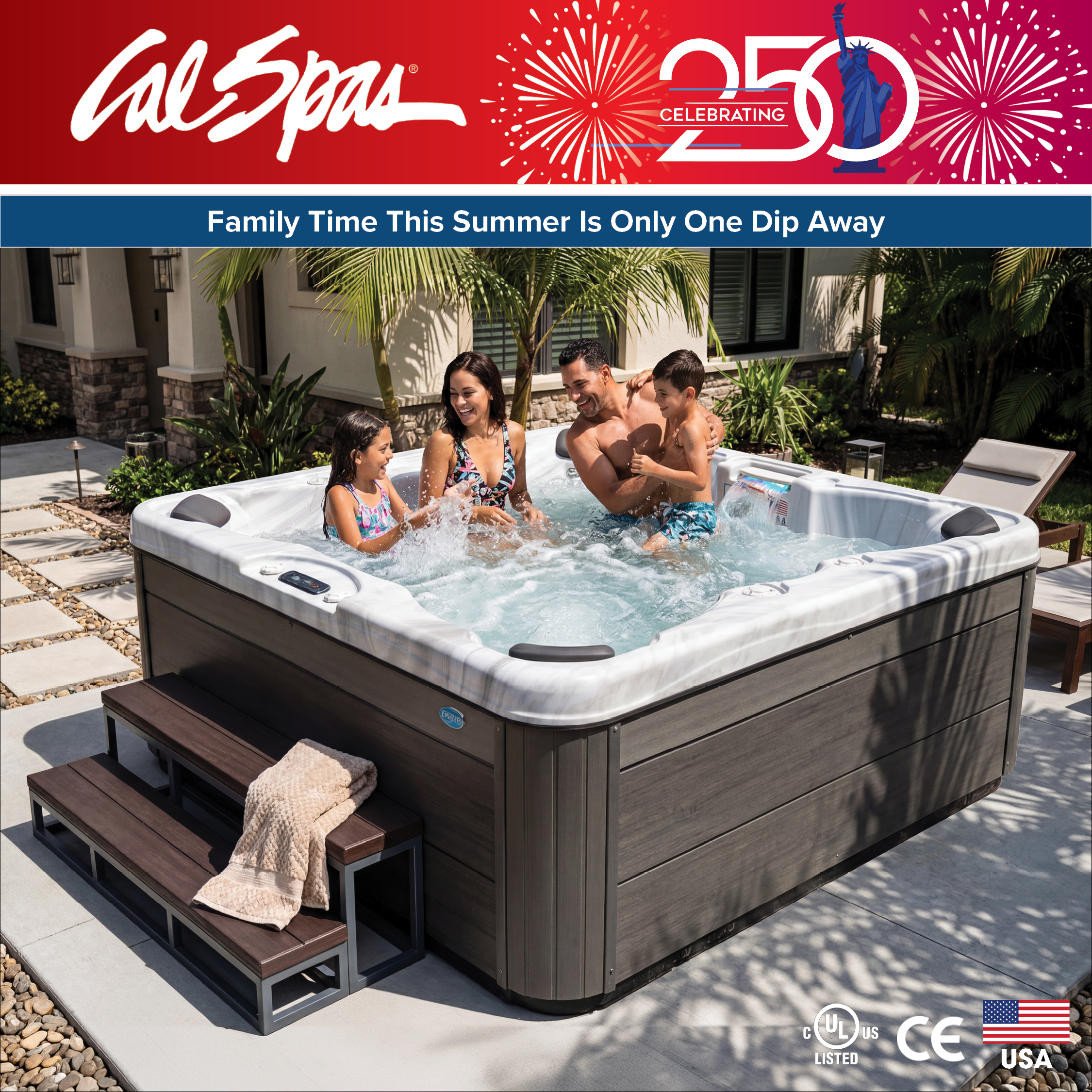 Calspas hot tub being used in a family setting - Broomfield